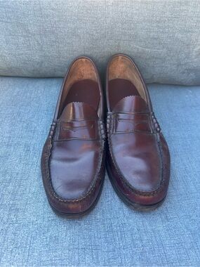 Vintage Dexter 10.5D Burgundy Leather Penny Loafer Made In USA Preppy Shoes